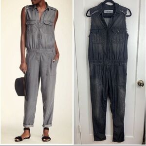ETIENNE MARCEL Charcoal Chambray Dark Denim Jumpsuit size Small